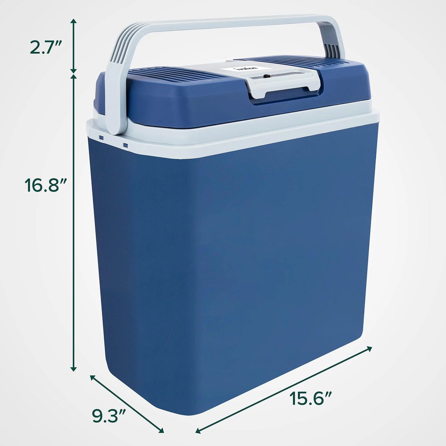 24L Portable Thermoelectric Cooler & Warmer, 12V Plug-In, 40°-130°F Temp Range, Soda Capacity (Blue)